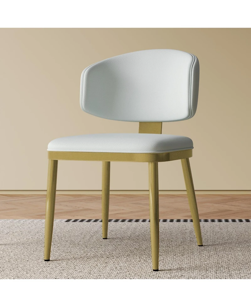 Streamdale Furniture Streamdale Dining Chairs Set of 2, Modern Pu Leather Metal Dining Chairs - White