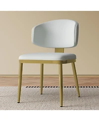 Streamdale Furniture Streamdale Dining Chairs Set of 2, Modern Pu Leather Metal Dining Chairs - White