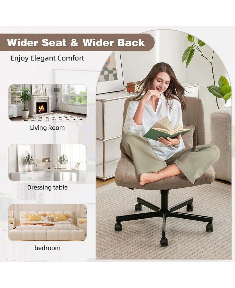 Streamdale Furniture Criss Cross Linen Office Chair - Adjustable, Armless, for Home & More