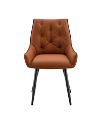 Streamdale Furniture Dining Chairs Set of 4 Camel Faux Leather Metal Kitchen Chairs Gold Mesh Black Legs (Camel, Set of 4)