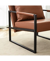 Streamdale Furniture Classic Brown Pu Leather & Metal Sofa