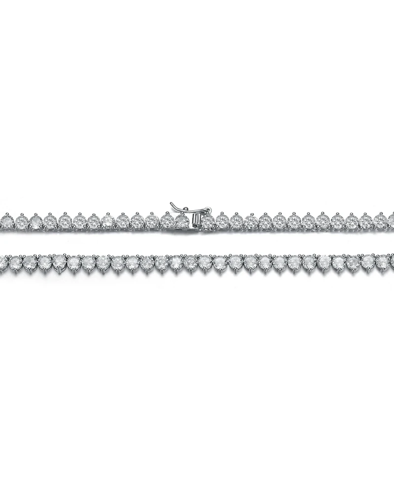Flawless Tennis Necklace with Round Shape Cubic Zirconia