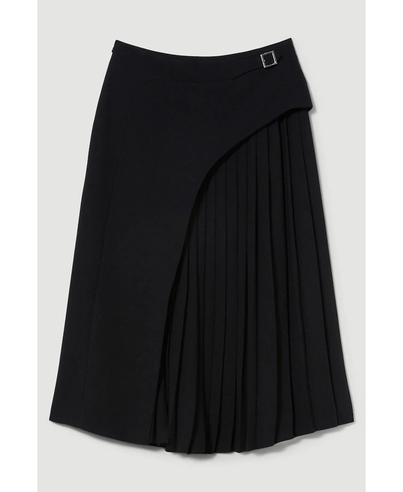 Karen Millen Women's Buckle Detail Pleated Midi Skirt