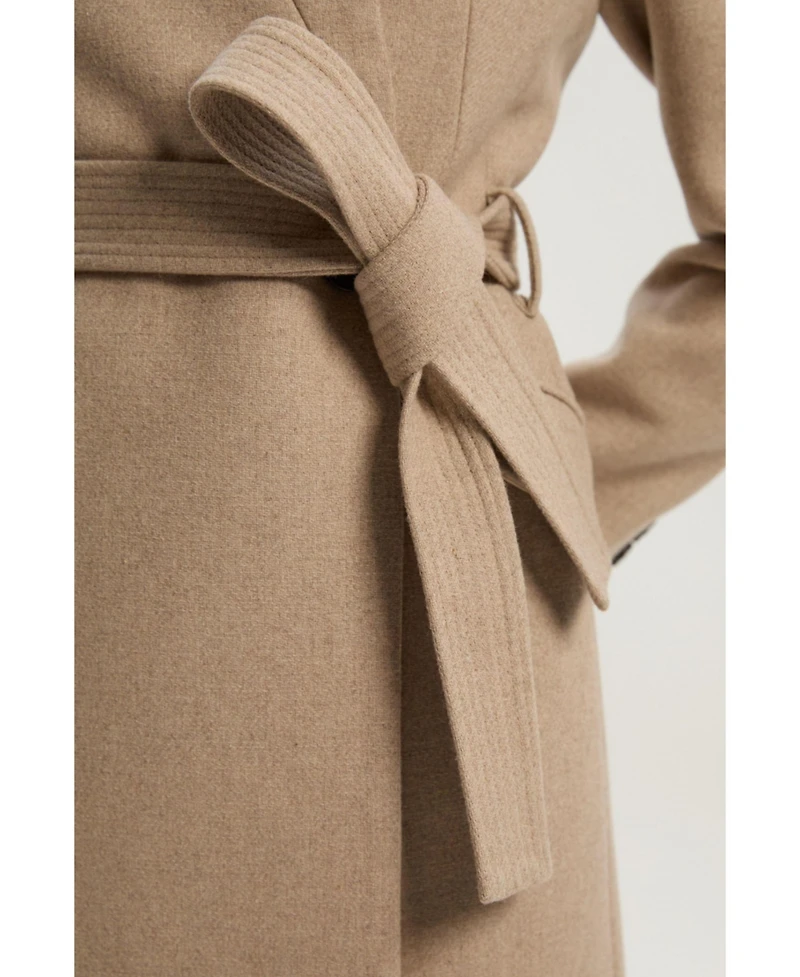 Karen Millen Women's Wool Notch Neck Tailored Maxi Coat