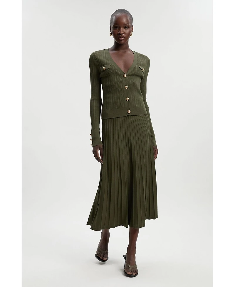 Karen Millen Women's Textured Knit Full Midi Skirt