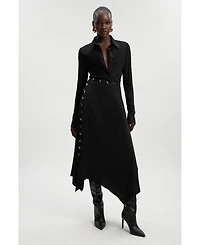 Karen Millen Women's Crepe Hanky Hem Eyelet Maxi Skirt