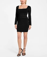 Guess Women's Long-Sleeve Sheer Mix Bandage Leti Dress