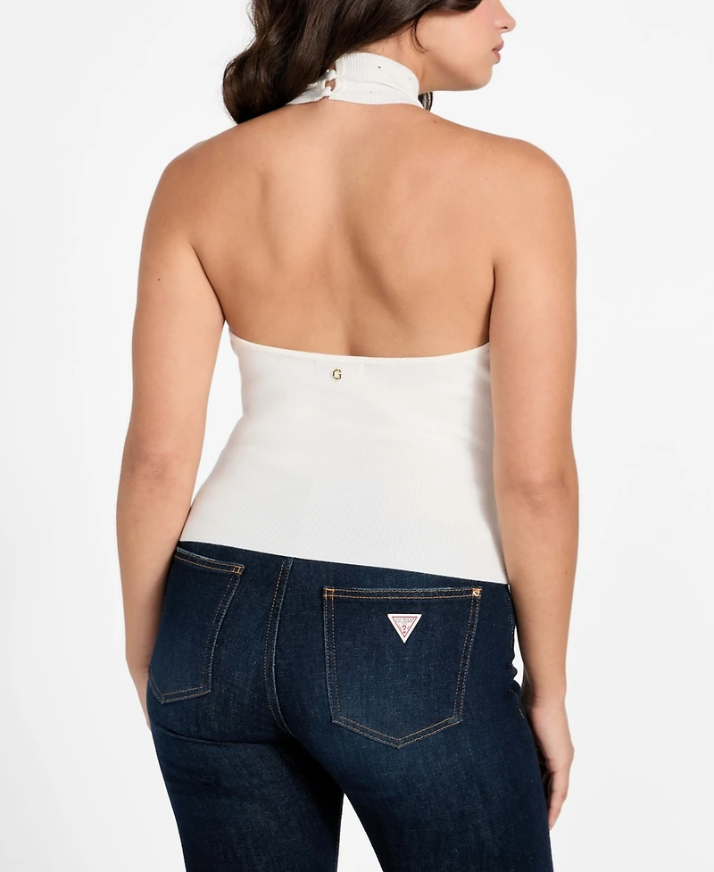 Guess Women's Sleeveless Halter Neck Minara Hot Fix Top