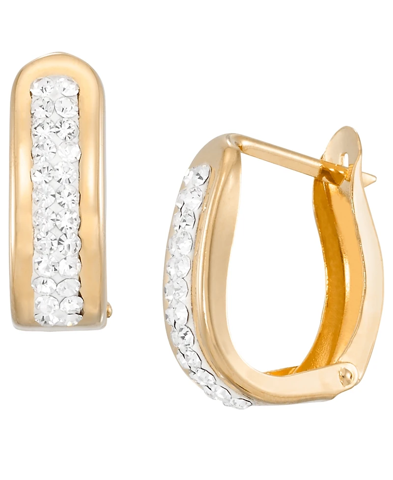 Macy's Polished Crystal Oval Earrings in 14k Yellow Gold Over Sterling Silver
