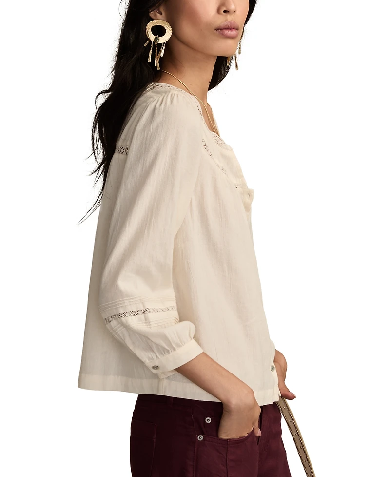 Lucky Brand Women's Lace Long-Sleeve Shirt