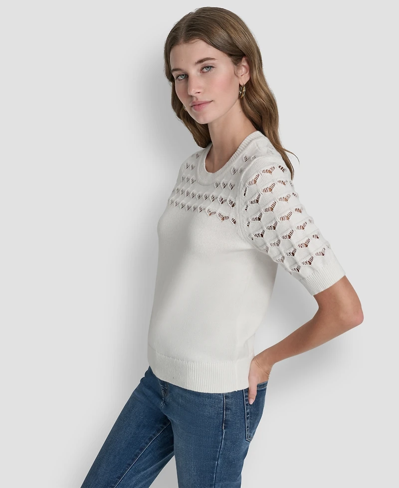 Dkny Women's Short-Sleeve Ribbed Hem Sweater