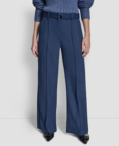 Dkny Women's Belted Front Seam Twill Pants