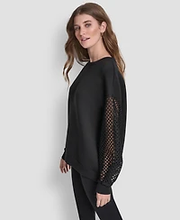 Dkny Women's Fauchet Long-Sleeve Crewneck Pull-On Sweatshirt