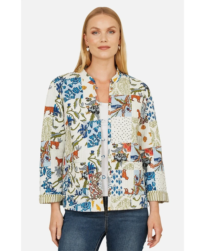 Yumi Women's Indian Patchwork Reversible Jacket