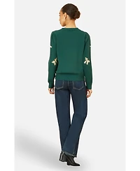 Yumi Women's Sequin Applique Bow Sweater