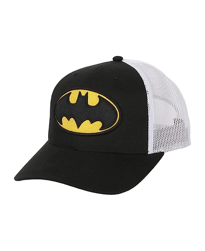 Batman Men's Embroidered Logo Black Trucker Hat