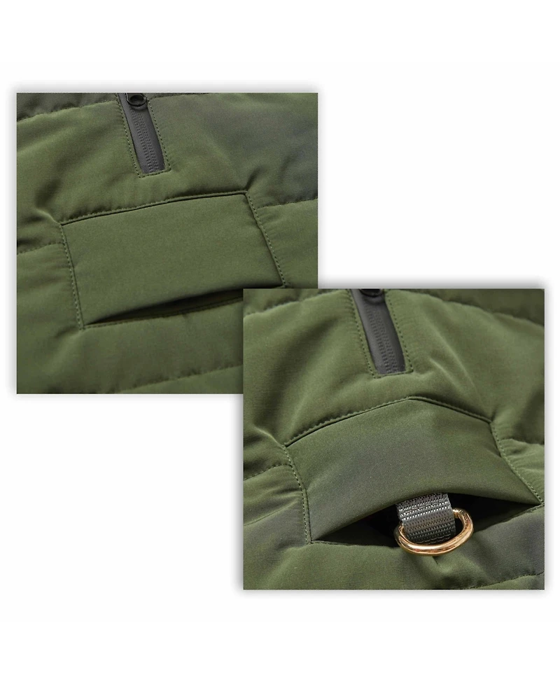 Blueberry Pet Windproof Waterproof Quilted Dog Puffer Jacket with Dual Zipped Leash Opening