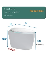 Casainc Unique Smart One-Piece Bathroom Fixture with Auto Seat, Foot Sensor, Led Display, Warm Water & Dryer