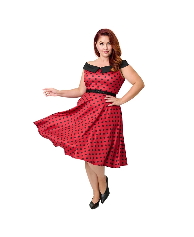 Unique Vintage Plus Off the Shoulder Swing Dress