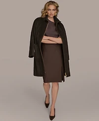 Donna Karan New York Women's Zip Front High Collared Coat