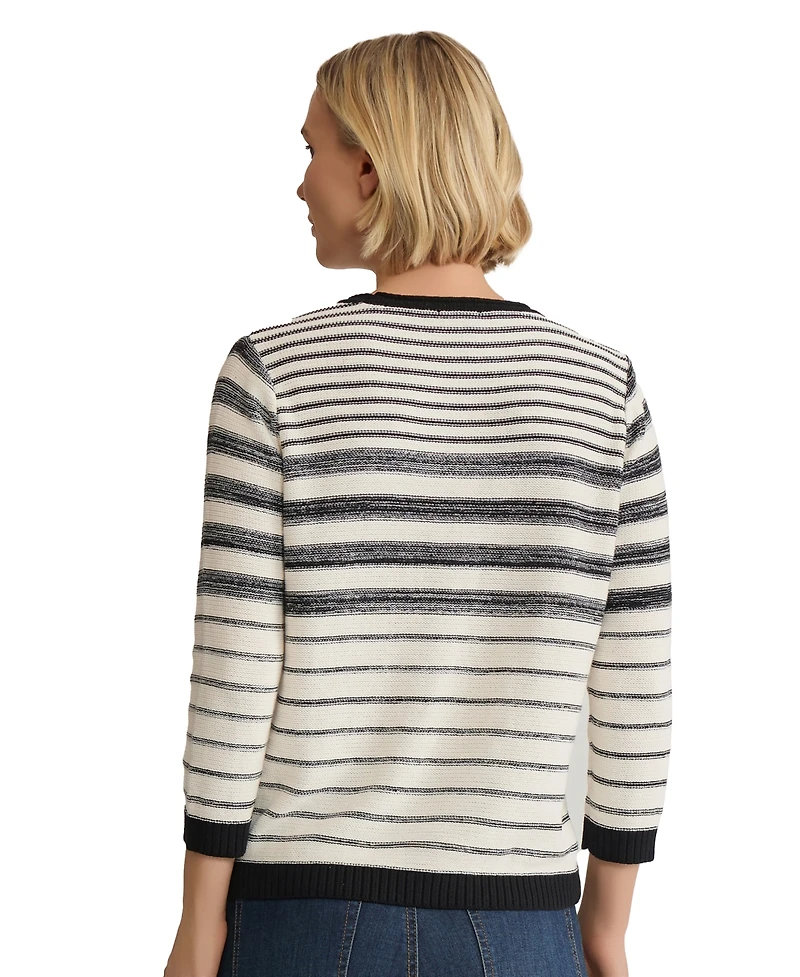Jones New York Women's Striped Crewneck Sweater