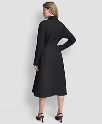 Dkny Women's Long-Sleeve Collared Neck Midi Shirtdress