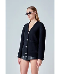 endless rose Women's Floral Button Down Cardigan