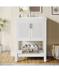 Tribesigns 24" Bathroom Vanity with Sink, Modern Freestanding Vanity with Ceramic Porcelain Basin