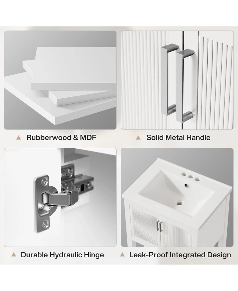 Tribesigns 24" Bathroom Vanity with Sink, Modern Freestanding Vanity with Ceramic Porcelain Basin