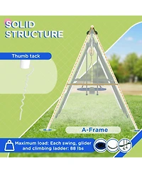 Outsunny Metal Swing Set for Backyard Holds up to 528 lbs. for Ages 3-8