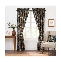 Ellis Curtain Regency 3" Rod Pocket Curtain Panel Pair with Tiebacks 96" x 84" Navy