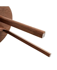 Casainc Solid Oak Wood Round End Table, Natural Finish