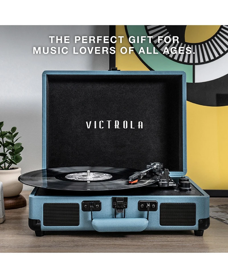 Victrola Journey Bluetooth Suitcase Record Player with 3-speed Turntable, Brown