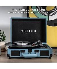 Victrola Journey Bluetooth Suitcase Record Player with 3-speed Turntable, Brown