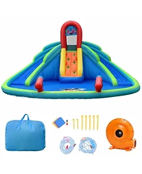 Hongge Inflatable Water Slide and Bounce House with Splash Pool and Climbing Wall for Kids Outdoor Fun
