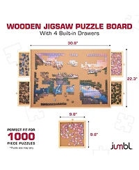 Jumbl -Piece Puzzle Board with Drawers, Lazy Susan & Cover
