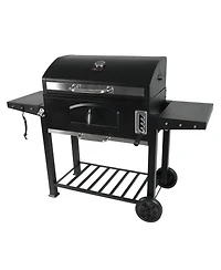 Grill Boss 32 Inch Charcoal Bbq Grill, Side Shelves, Built In Thermometer, Black