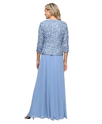 Alex Evenings Women's Empire Waist Long Open Soutache Jacket Dress