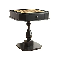 Flynama Black Game Table with Chessboard Top and Two Storage Drawers Sturdy Pedestal Base for Organized Gaming and Display