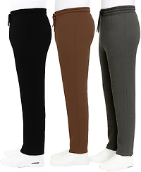 Blue Ice Men's Ultra Heavyweight Fleece Sweatpants with Open Bottom, 3-Pack