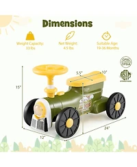 Hongge Ride-On Train Toy for Toddlers with Steering Wheel and Whistle Sound - Green