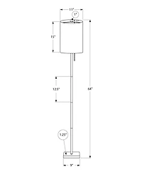 Monarch Specialties Lighting 62" Metal Floor Lamp