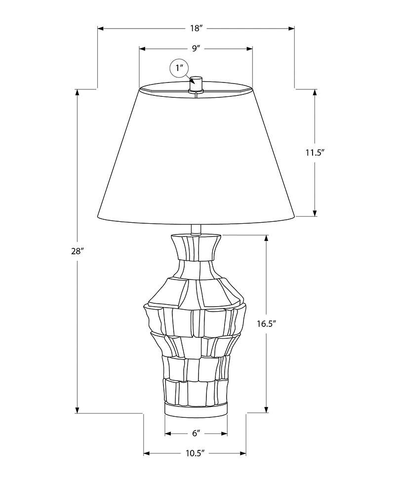 Monarch Specialties Lighting 28" Plastic Table Lamp