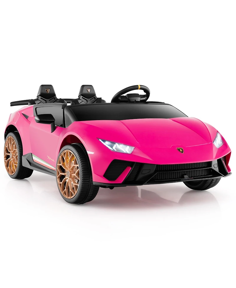 Hongge 24V Licensed Lamborghini 2-Seater Ride-On Car with Music, Lights, and Remote - Pink