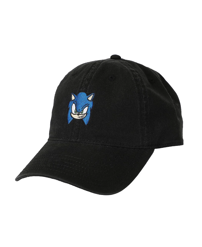Sonic the Hedgehog Men's Smiling Sonic Black Unstructured Baseball Cap