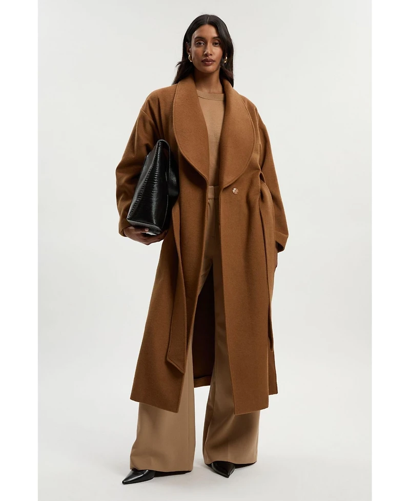 Karen Millen Women's Brushed Wool Wrap Tailored Maxi Coat
