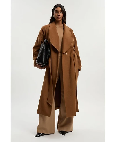 Karen Millen Women's Brushed Wool Wrap Tailored Maxi Coat