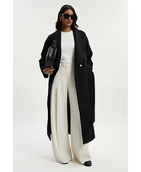 Karen Millen Women's Brushed Wool Wrap Tailored Maxi Coat