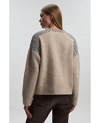 Karen Millen Women's Embellished Trim Cosy Knit Jumper