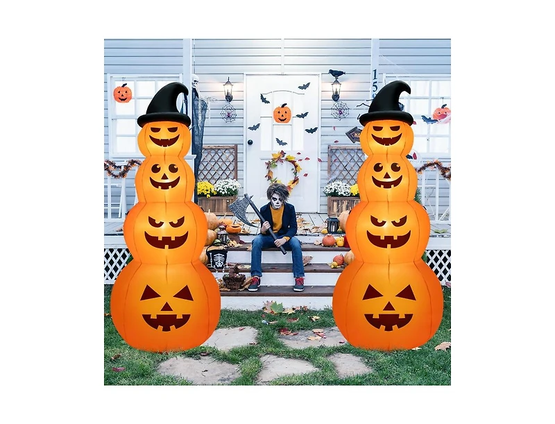Mondawe 8 ft Inflatable Halloween Pumpkins Stack with Built-in Led Lights